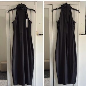 Susana Monaco Mock Neck Midi Dress in Onyx Black Size Small